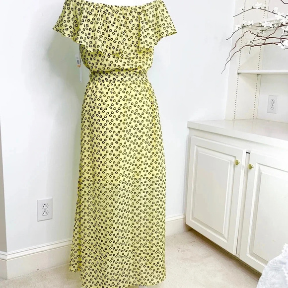 1. State Off the Shoulder Floral Print Maxi Dress Yellow Size S NWT - Picture 8 of 15